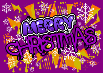 Merry Christmas. Graffiti tag. Abstract modern street art decoration performed in urban painting style.
