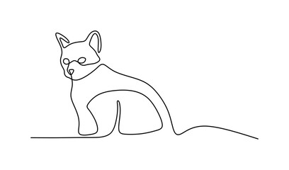 Cute cat pet oneline continuous handdrawn line art editable line