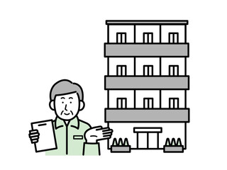 マンション管理業のシニア男性のイラスト