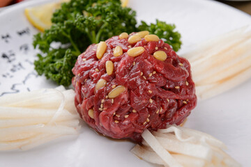 Korean style raw beef