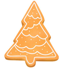 christmas cookie cutter with icing decoration. christmas tree shape. illustration png clipart.