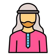Arab Man Filled Line Icon