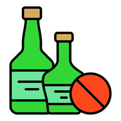 No Alcohol Filled Line Icon