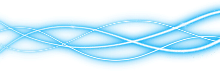 Naklejka premium Wavy blue light rays on a transparent background