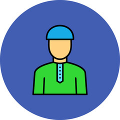 Muslim Multicolor Circle Filled Line Icon