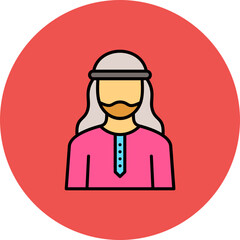 Arab Man Multicolor Circle Filled Line Icon