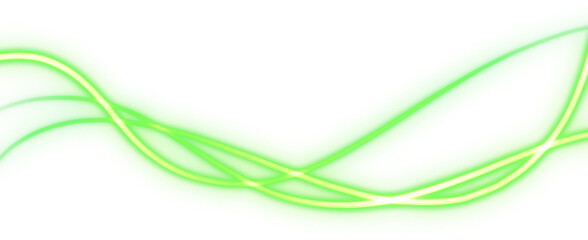 Naklejka premium Wavy green neon light rays flash