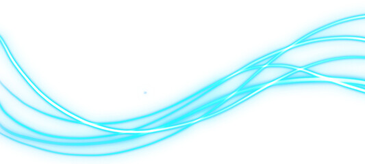 Curved blue neon light rays