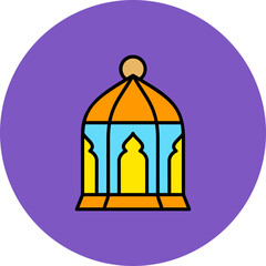 Lantern Multicolor Circle Filled Line Icon