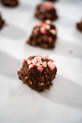 Chocolate cookies with peppermint chips