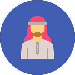Arab Man Multicolor Circle Flat Icon