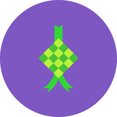 Ketupat Multicolor Circle Flat Icon