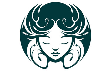 Beautiful Woman Hair Logo Design Template