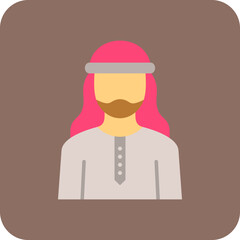 Arab Man Multicolor Round Corner Flat Icon