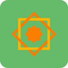 Rub el Hizb Multicolor Round Corner Flat Icon