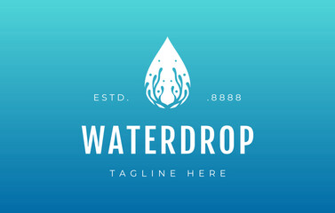 Seaweed Essence Water Drops Logo Design Template