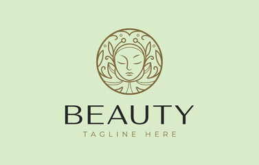Beautiful Woman Nature Logo Design Template