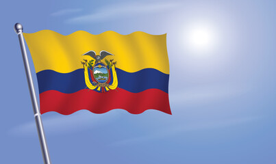 Ecuador flag against a blue sky