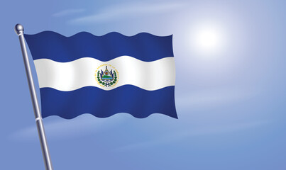 El Salvador flag against a blue sky