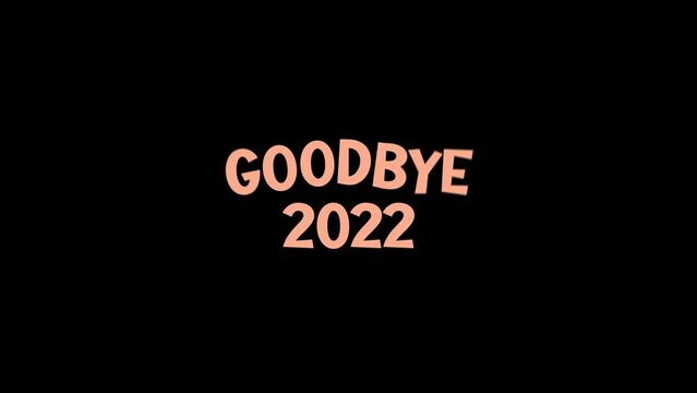 Animated text that says "Goodbye 2022, Hello 2023." Happy New Year 2023 text animation in 4k resolution.