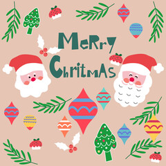 christmas card with santa claus star tree xmas