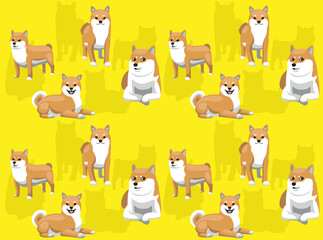 Dog Shiba Inu Cartoon Character Seamless Wallpaper Background