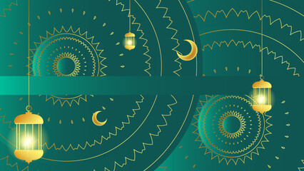 Islamic Gold Arabic Lantern for Ramadan Kareem Eid Mubarak Background