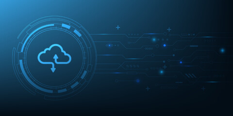 Abstract technology background. Cloud computing technology concept. Hi-tech cloud connection technology background. 
