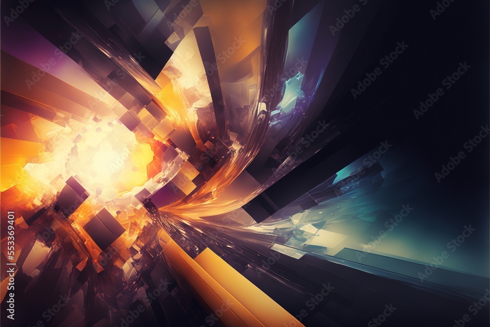 Poster a colorful abstract background with a black background and yellow and blue colors and a black backgr