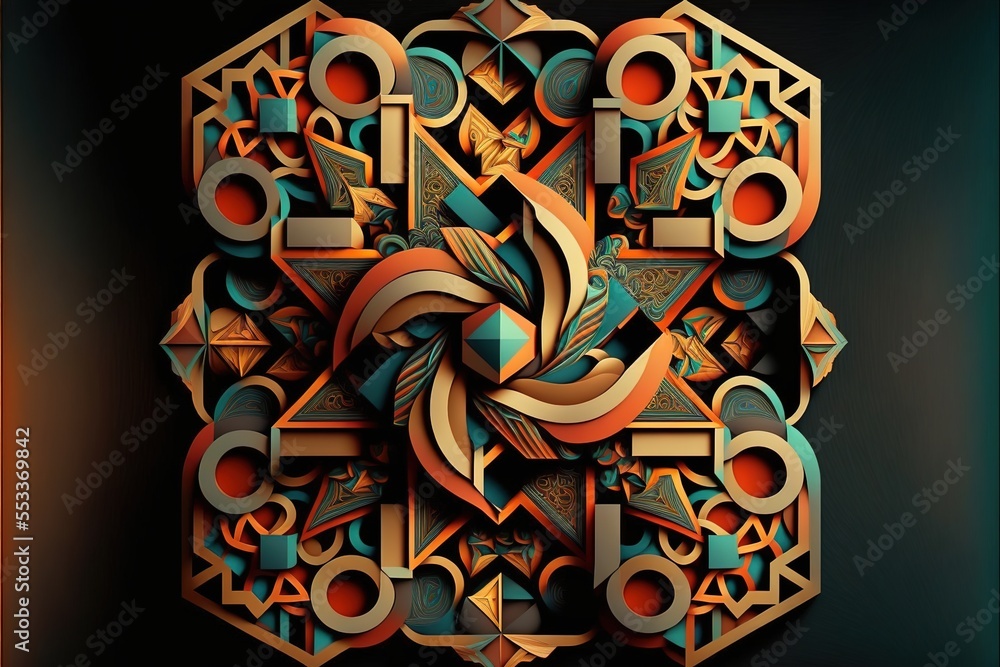 Poster  a colorful abstract artwork with a bird on it's back side and a star in the middle of the image. Generative AI