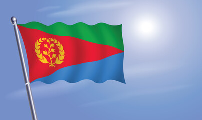 Eritrea flag against a blue sky