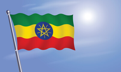 Ethiopia flag against a blue sky