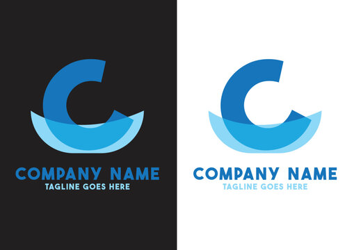 Letter C Under The Water Tank Logo Design Vector Template, C Letter Logo