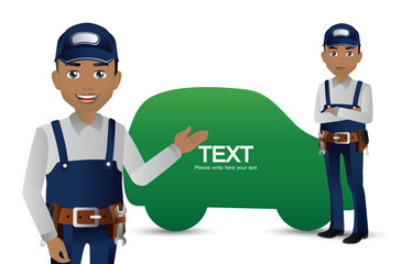 Set of technician with different poses