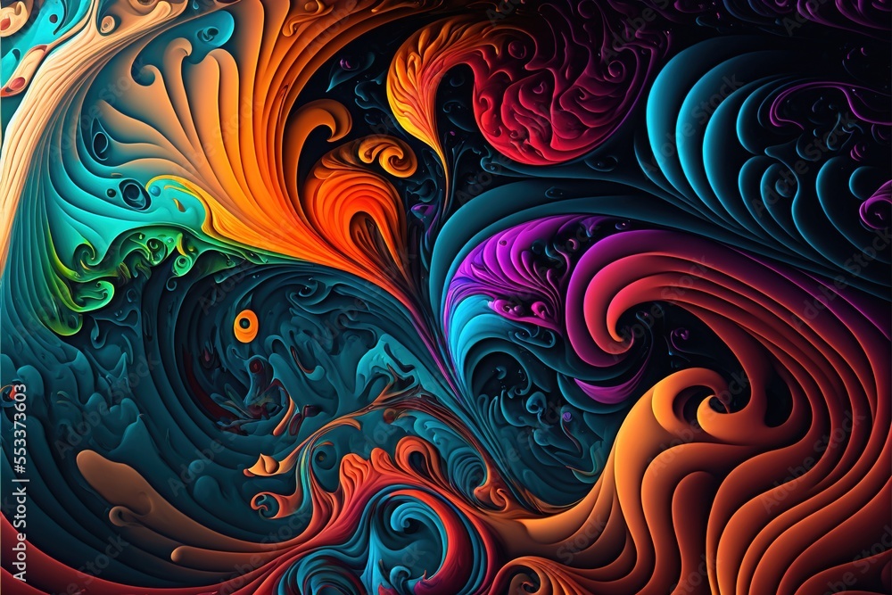 Aufkleber a colorful abstract background with a swirly design in the middle of it. generative ai