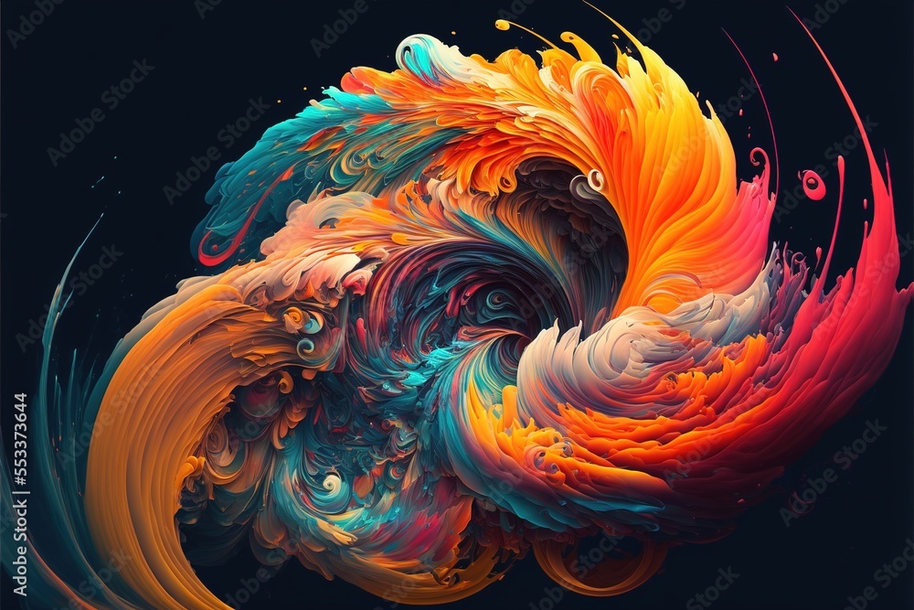 Poster a colorful abstract painting on a black background with a black background and a black background wi