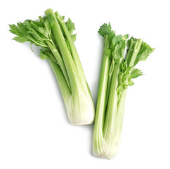 Fototapeta premium Fresh green celery isolated on white background