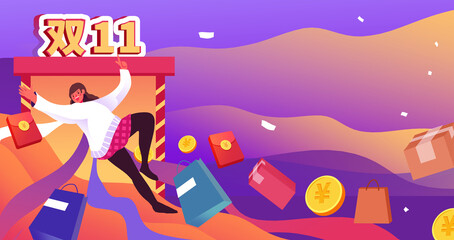 Cartoon hand painting activity Promotion shopping coupon Poster illustration