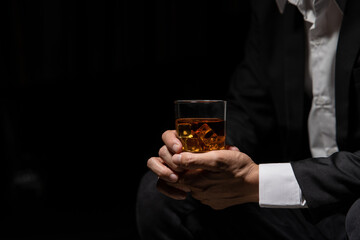 Celebrate whiskey a friendly party in restaurant.