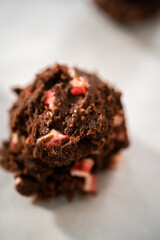 Chocolate cookies with peppermint chips