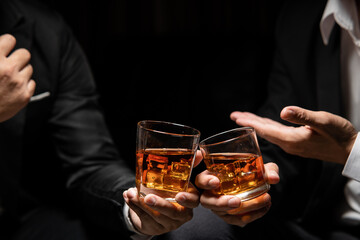 Celebrate whiskey on a friendly party in  restaurant