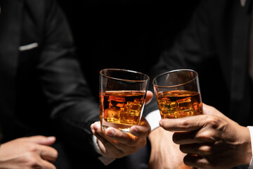Celebrate whiskey on a friendly party in  restaurant
