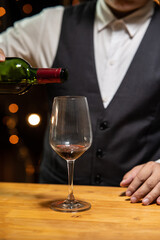 Barman pouring whiskey whiskey glass beautiful night