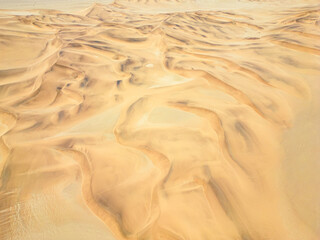 Namibia Desert. Aerial View Sand Dunes near Walvis Bay and Swakopmund. Skeleton Coast. Namibia. Africa.