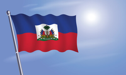 Haiti flag against a blue sky