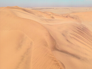 Namibia Desert. Aerial View Sand Dunes near Walvis Bay and Swakopmund. Skeleton Coast. Namibia. Africa.
