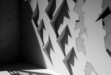 Background with an abstract cement wall and shadows. Generative AI