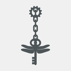 Steampunk mechanical wing quality vector illustration cut