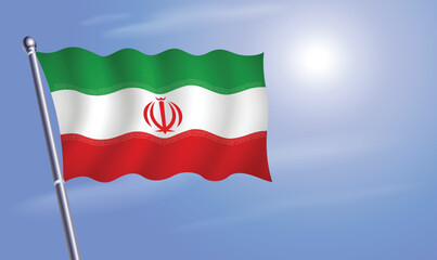Iran flag against a blue sky