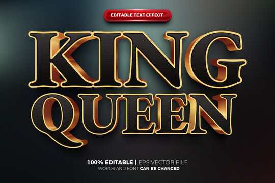 King and Queen Black Gold 3D Text Effect